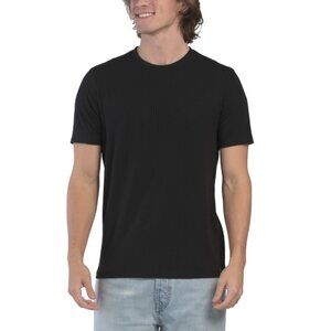 PERRY ELLIS Black Short Sleeve Vertical Ribbed Crew Neck Shirt